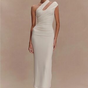 Meshki Cream One-Shoulder Sheath Dress
